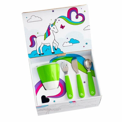 Munchkin Ensemble de vaisselle à manger 7 pcs Color Me Hungry Vert – Image 4