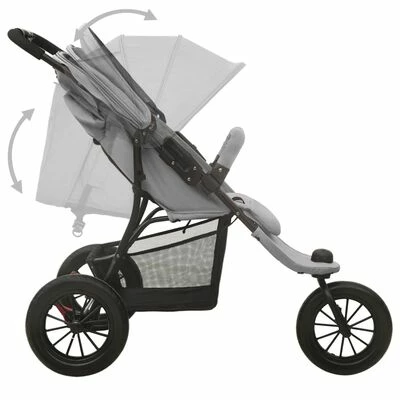 VidaXL Poussette pour bébé Gris clair Acier – Image 5