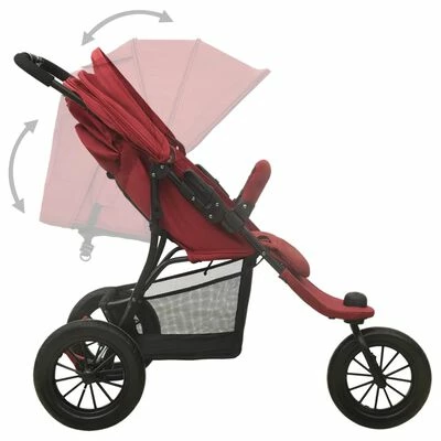 VidaXL Poussette pour bébé Rouge Acier – Image 5