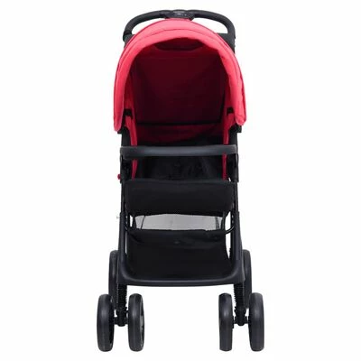 VidaXL Poussette pour bébé 3-en-1 Rouge et noir Acier – Image 5
