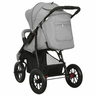 VidaXL Poussette pour bébé Gris clair Acier – Image 6