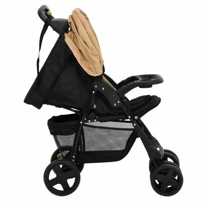 VidaXL Poussette pour bébé 2-en-1 Taupe et noir Acier – Image 6
